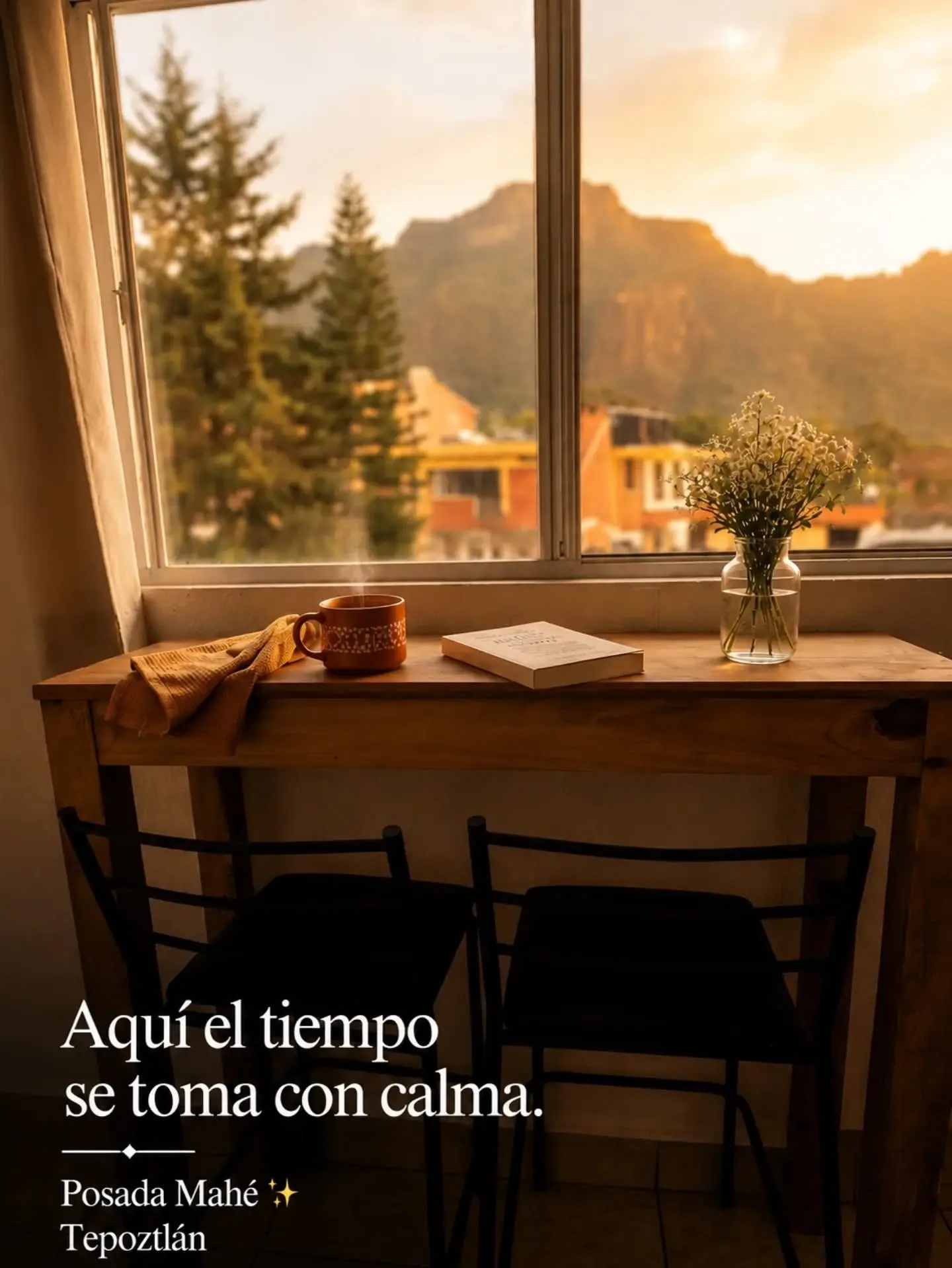 Rincón interior con vista a las montañas